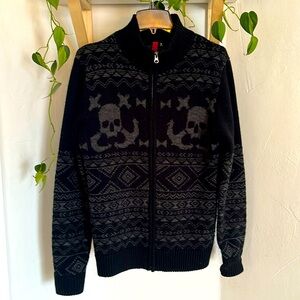 Wool Zip-Up Fair Isle Sweater